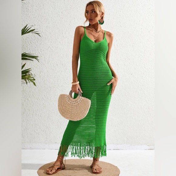 Fringe Hem Knit Cover Up Dress - Picture 2 of 3